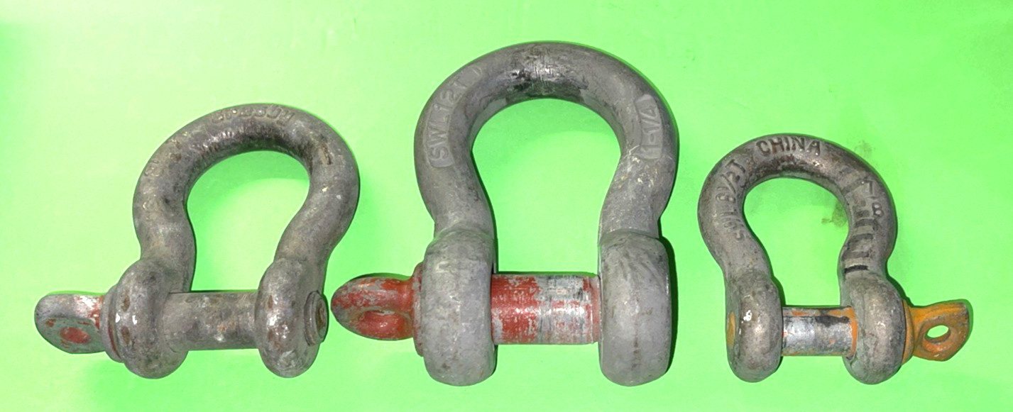 CROSBY & UNKNOWN TOOLS 3 ANCHOR SHACKLES SWL 6-1/2, 8-1/2, 12 TON