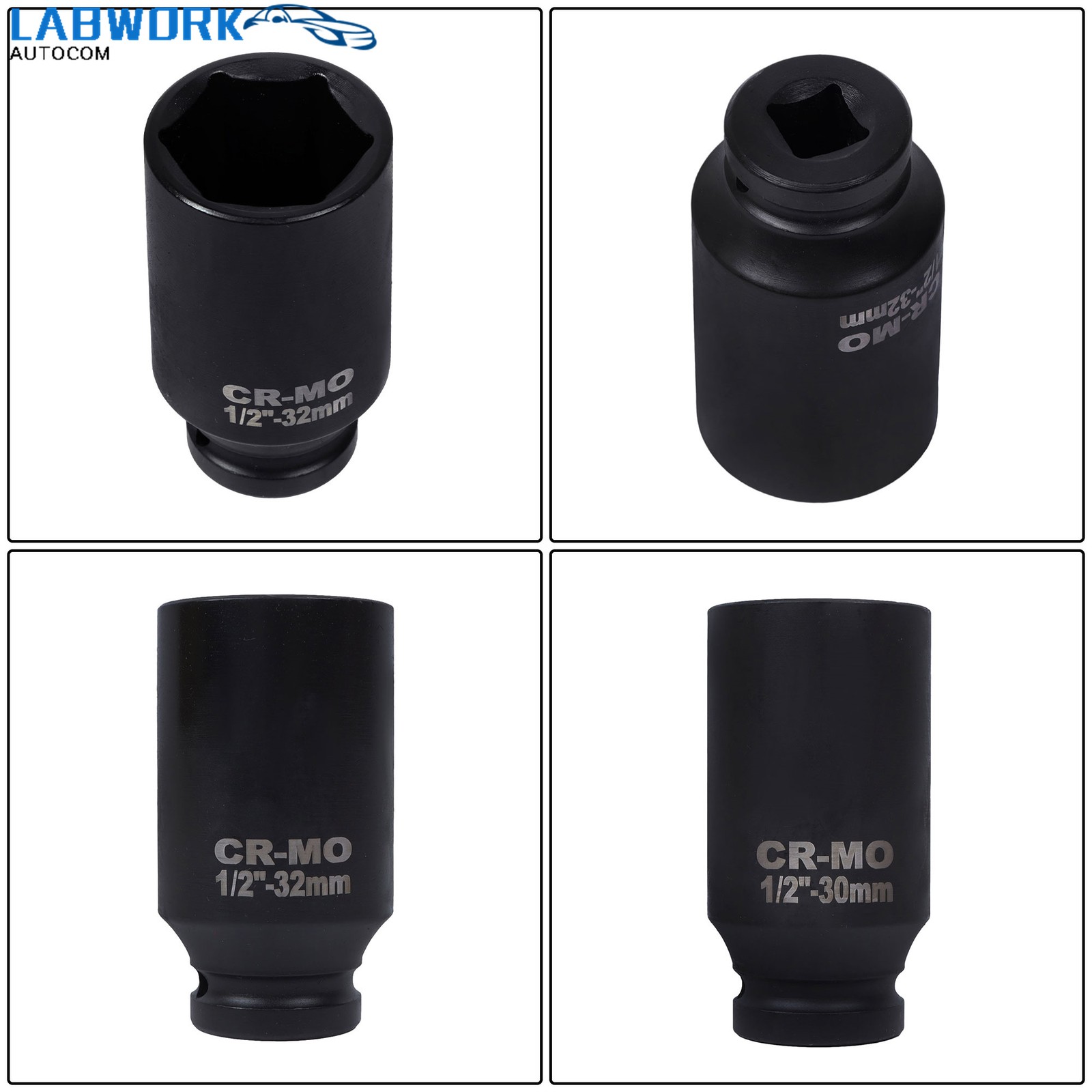 35PCS 1/2″ Deep Impact Socket Set Drive 6 Point Metric Garage Tool 8 – 32mm