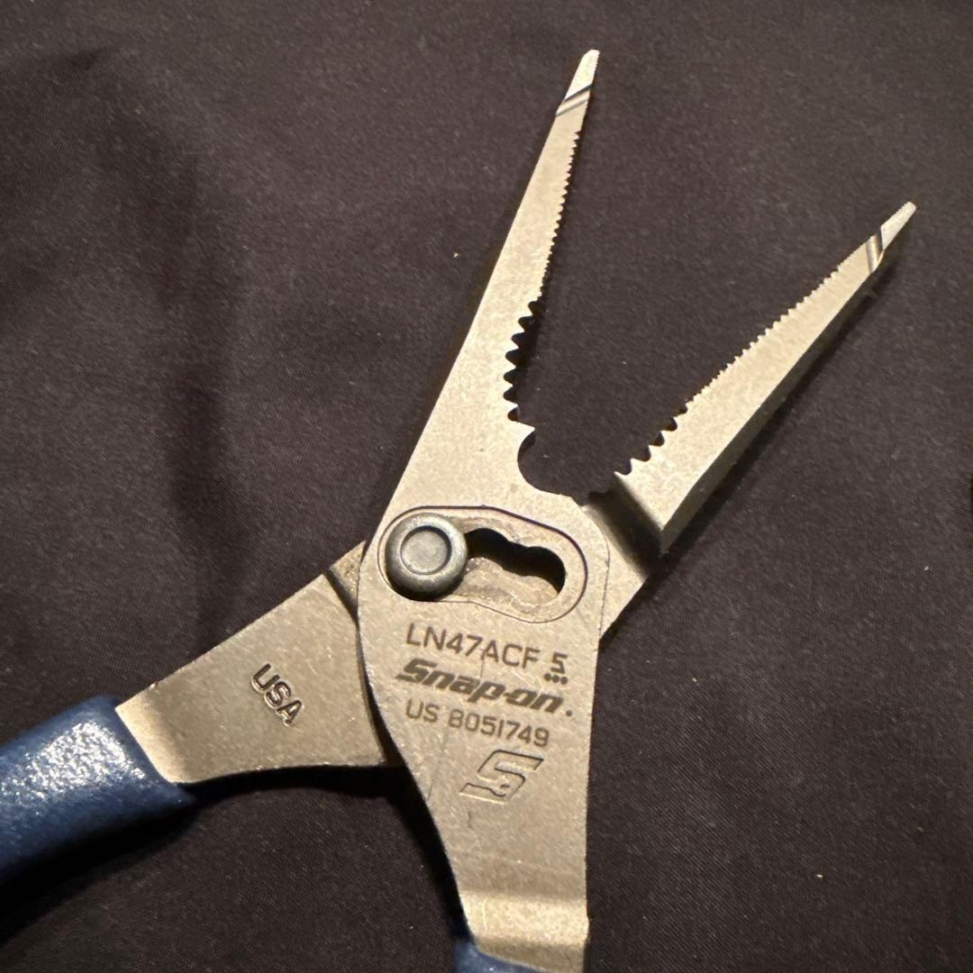 Snap-on LN46ACF LN47ACF Blue Talon Grip Long Nose Slip Joint Pliers Set [Unused]