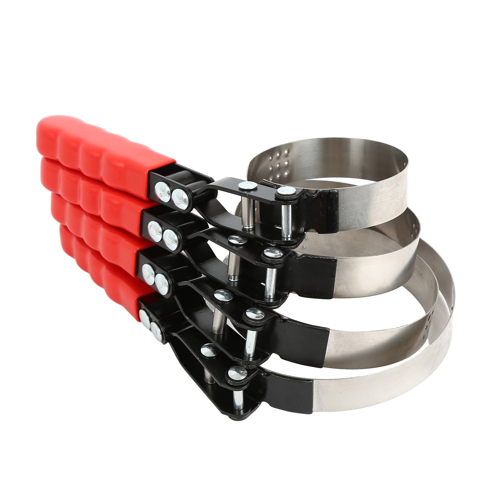 4 Pieces Oil Filter Strap Wrench Set Adjustable Up to 2-3/4” to 5-1/4″ Diameter