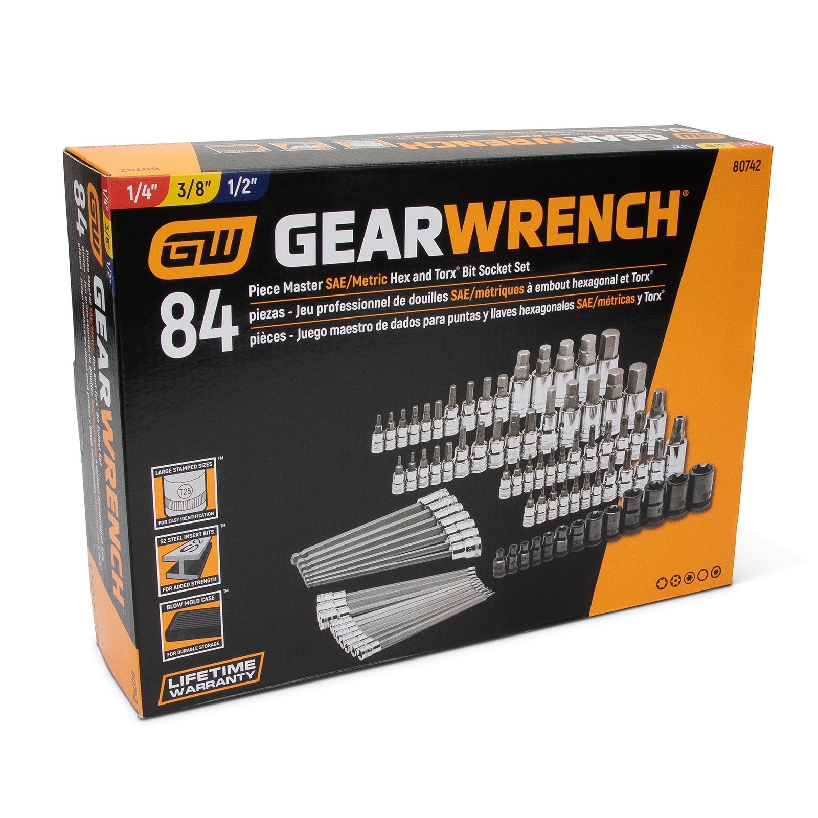 GEARWRENCH 84 Pc. Master SAE/Metric Hex And Torx Bit Socket Set – 80742