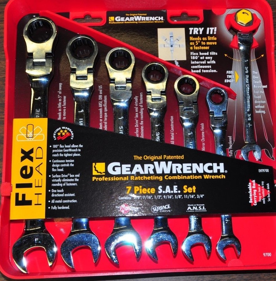 Danaher KD 9700 7 Piece SAE Flex Head Combination Gear Wrench Set 3/8″-3/4″