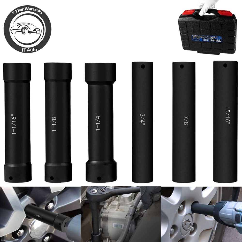 1/2″ Drive Extended Length Impact Socket Set 6PCS 3/4″ to 1-1/16″ 1-1/8″ 1-1/4″