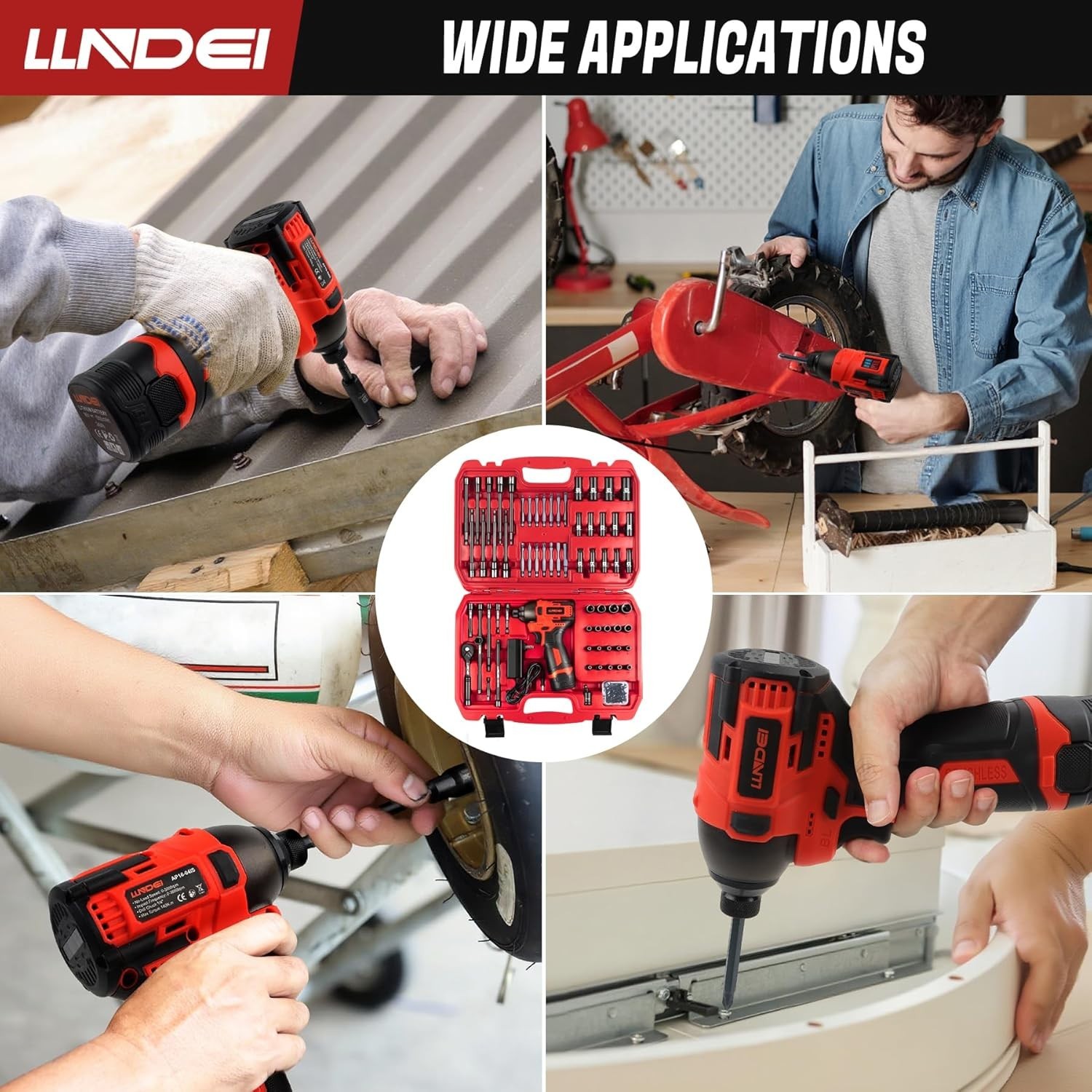 16V Brushless Impact Driver Kit, 108 PCS 140N. m, 6 point 1/4″ Drive Socket S…