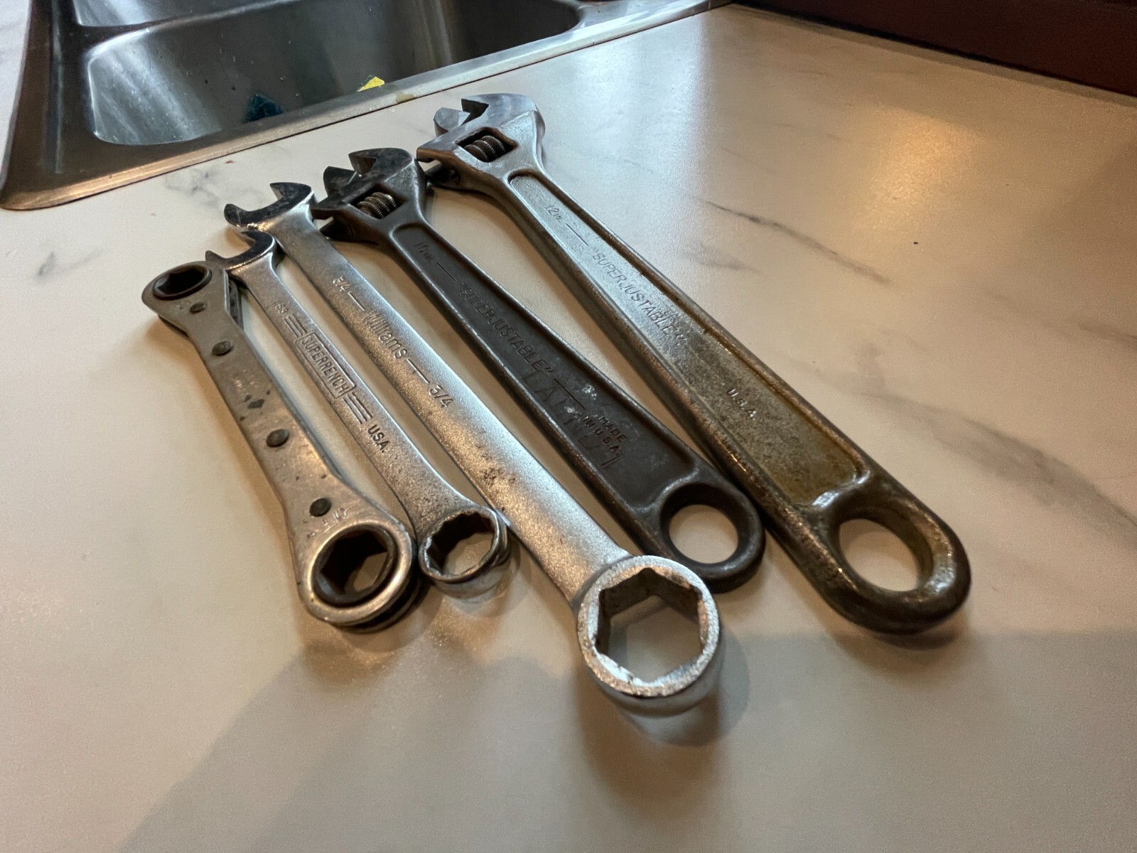 5 VTG J.H. WILLIAMS Double Box End Ratcheting Combination Adjustable Wrench set