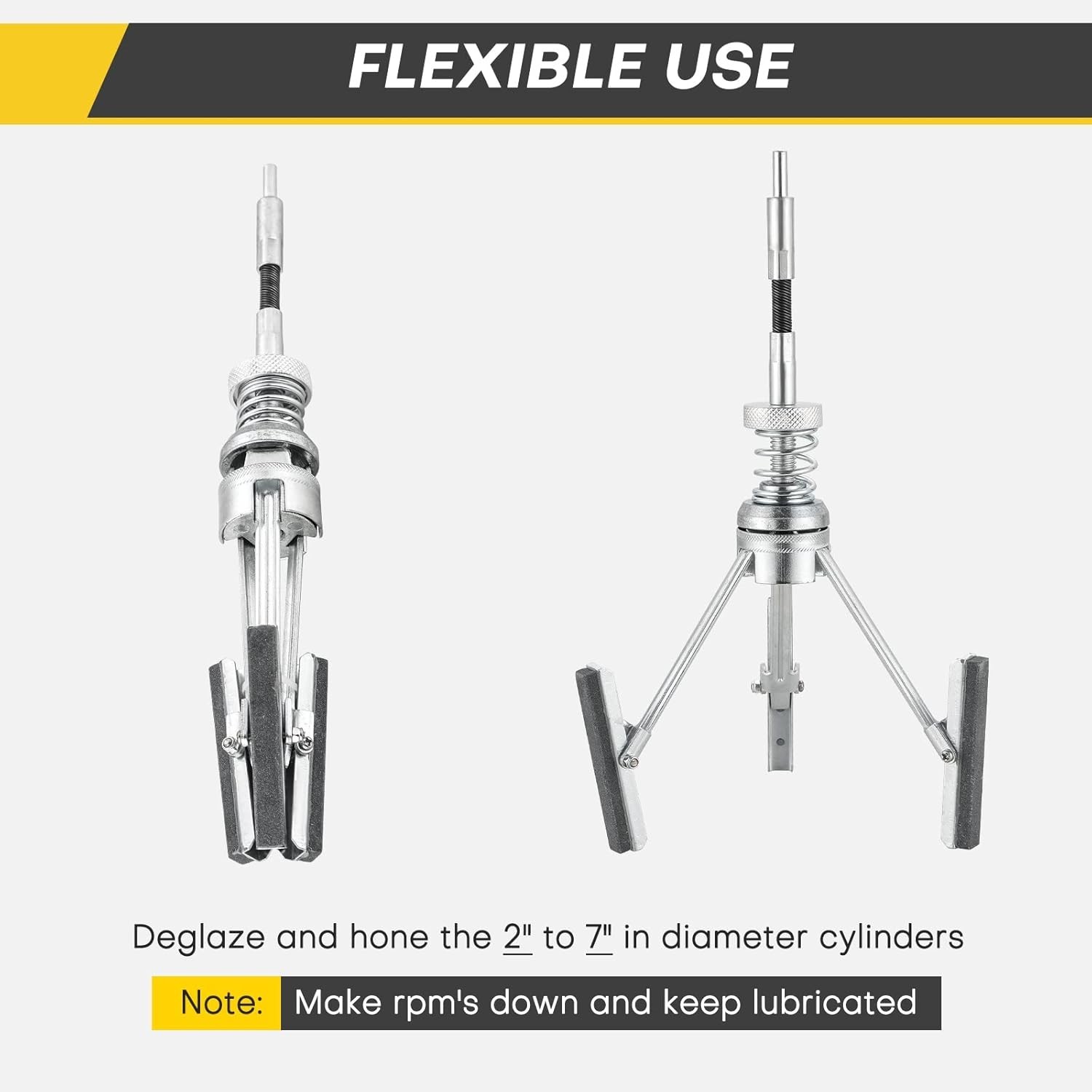 Engine Cylinder Hone Tool 2-7″ Adjustable Deglazer with 3 Long 220 Grit Stones