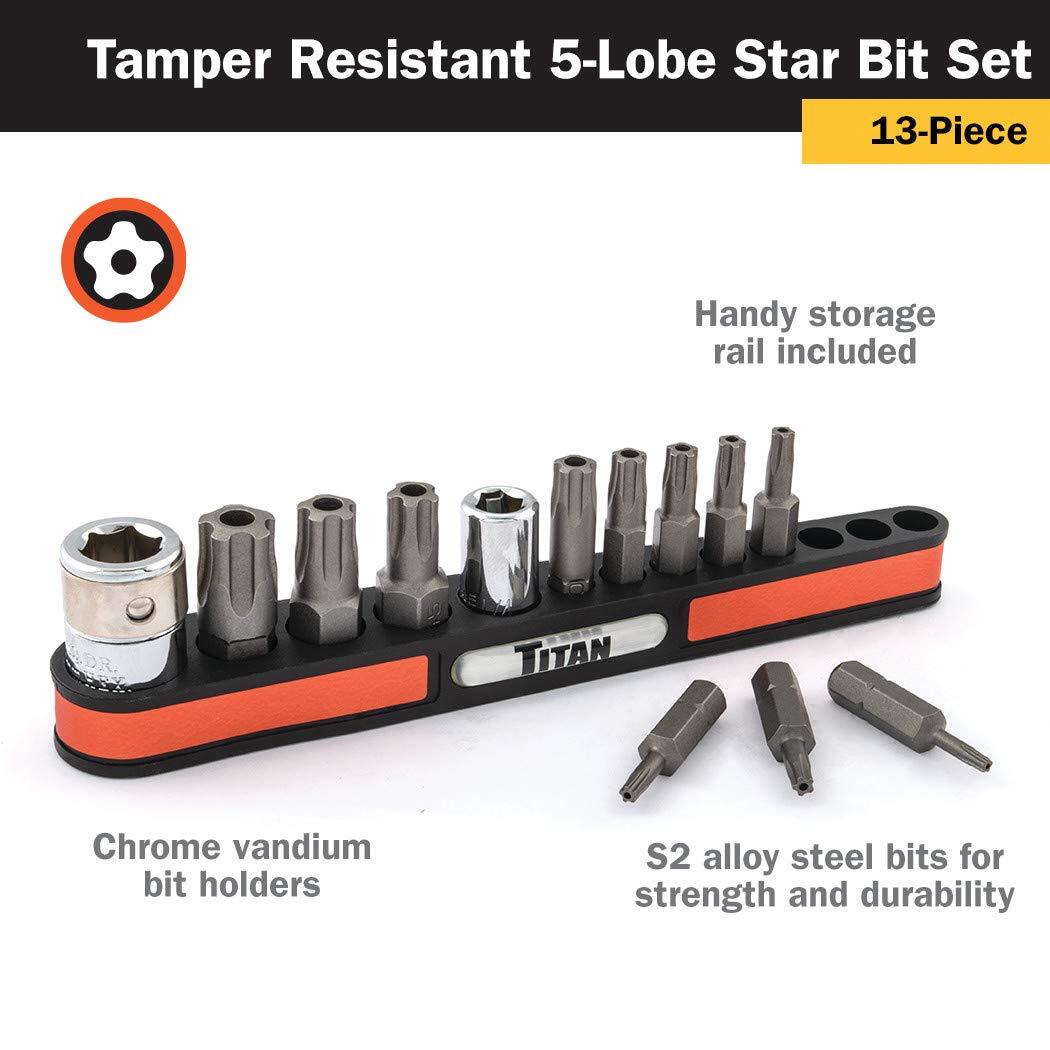 Titan Tools 13 pc. Tamper Resistant 5-Lobe Star Bit Socket Set (16137)