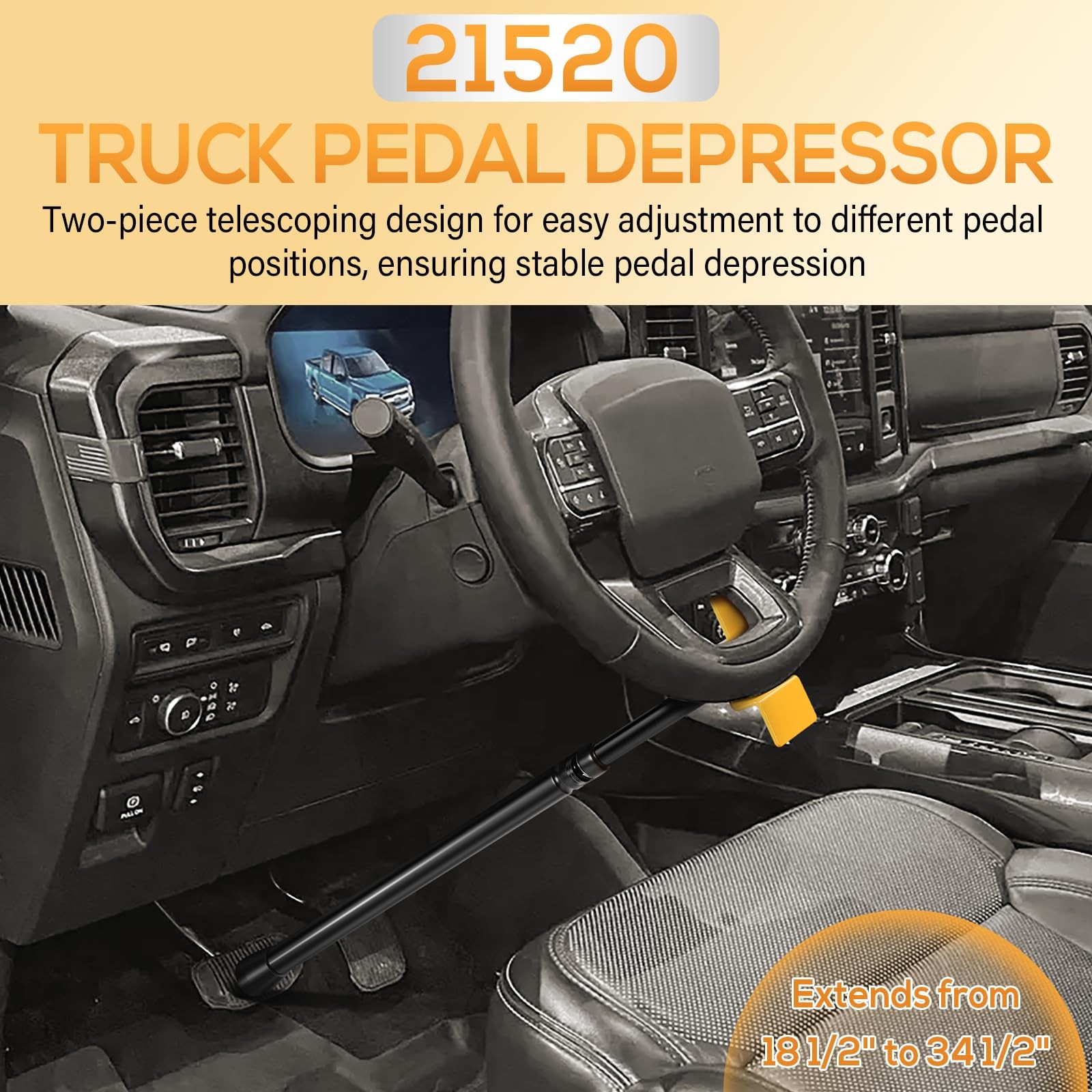 21520 Truck Brake Pedal Depressor Tool Extends from 18-1/2″ to 34-1/2″ for Truck