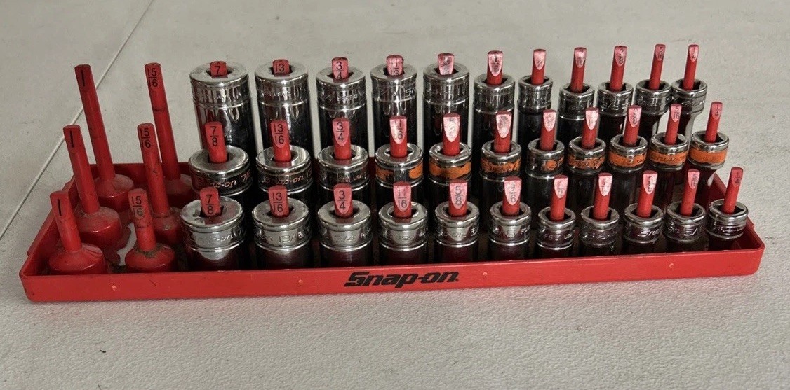Snap-On Socket Set 7/8 Thru 1/4 sockets of three different depths ￼￼Three Sizes
