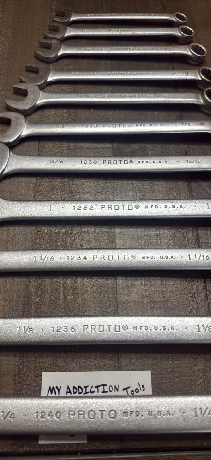 Proto professional wrench set 1-1/4” to 9/16” no owner markings