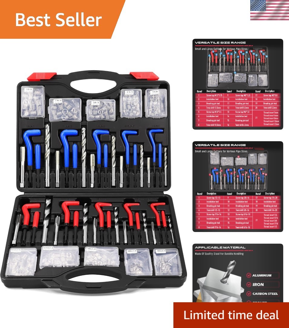 Versatile 320-Piece Rethreading Tool Kit for Spark Plug & Engine Restoration