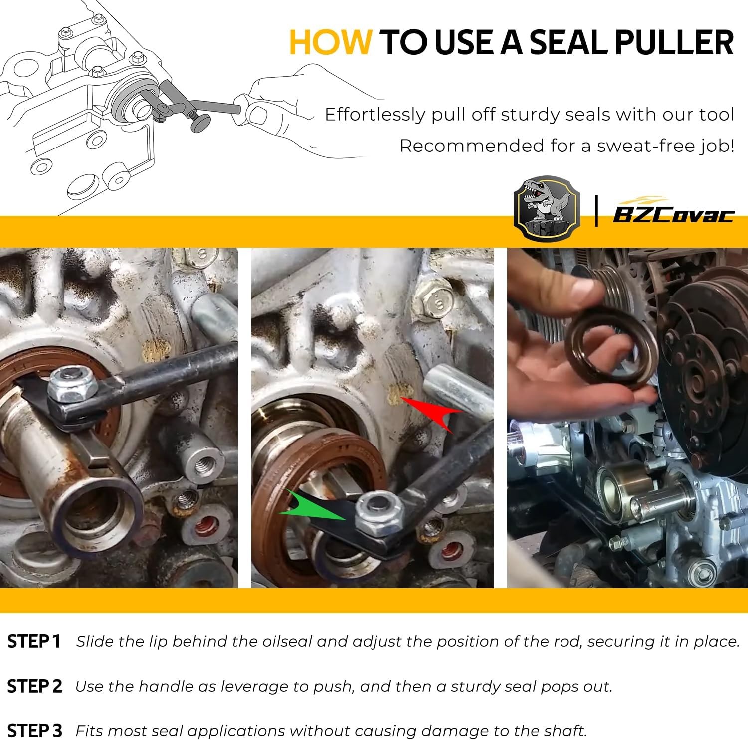 Shaft Type Seal Puller W/ Spare Hook Crankshaft Camshaft Remover Auto Tool 58430