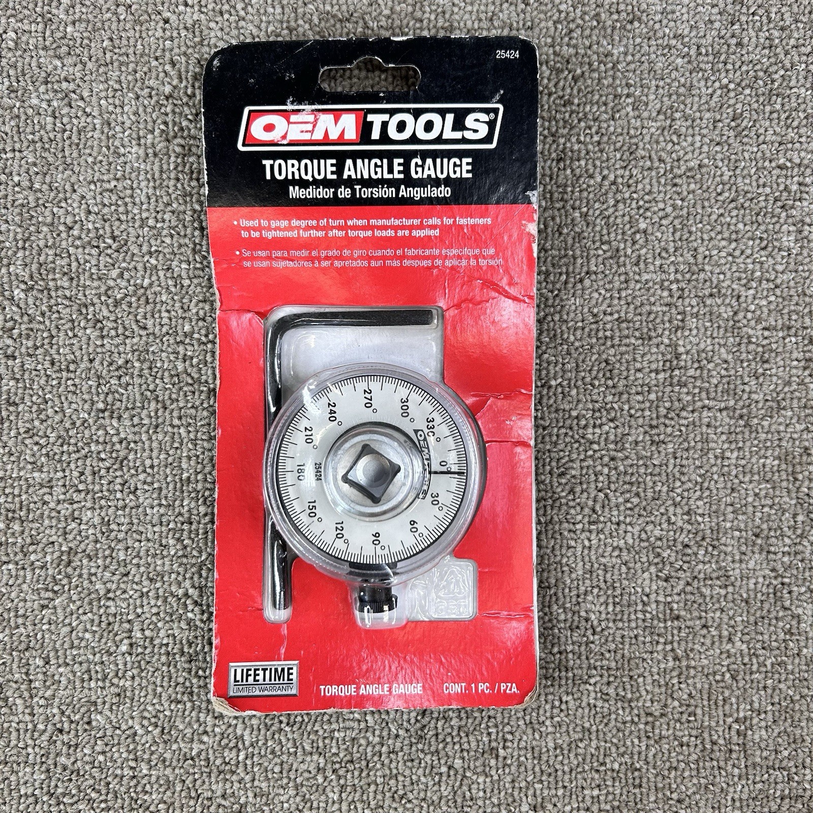 OEM Tools 25424 Torque Angle Gauge 1/2″ Drive Silver New in Package