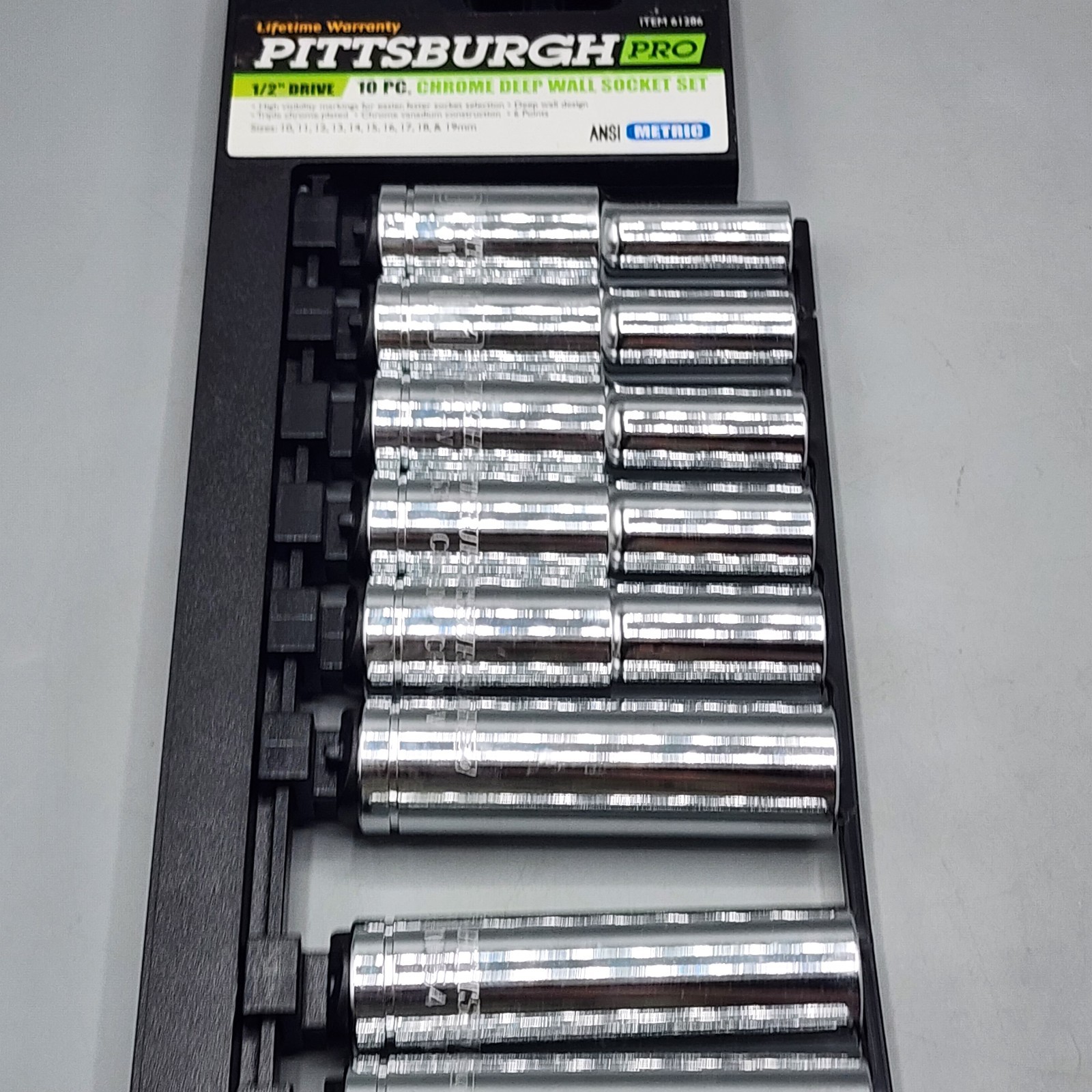 PITTSBURGH PRO 1/4 in. Drive Metric High-Visibility Deep Socket METRIC 61286