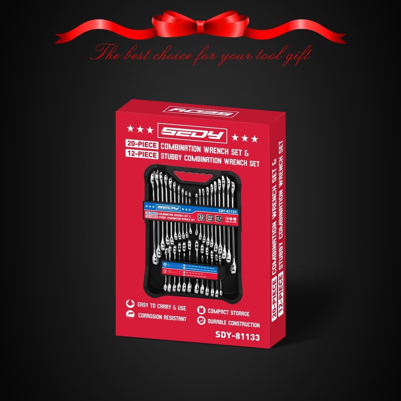 32-Piece Combination Wrench Sets SAE & Metric, Open-Box-End Combination Stubby