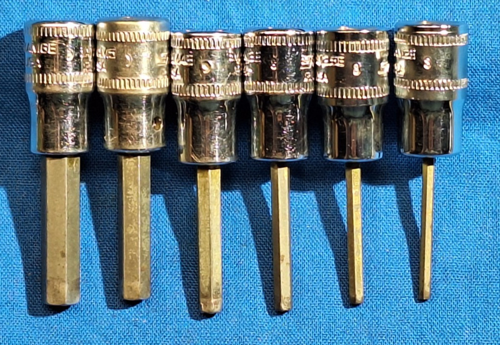 Snap-On 106ETMAMY 6 pc 1/4″ Drive Metric Standard Hex Bit Socket Set 2mm – 6mm