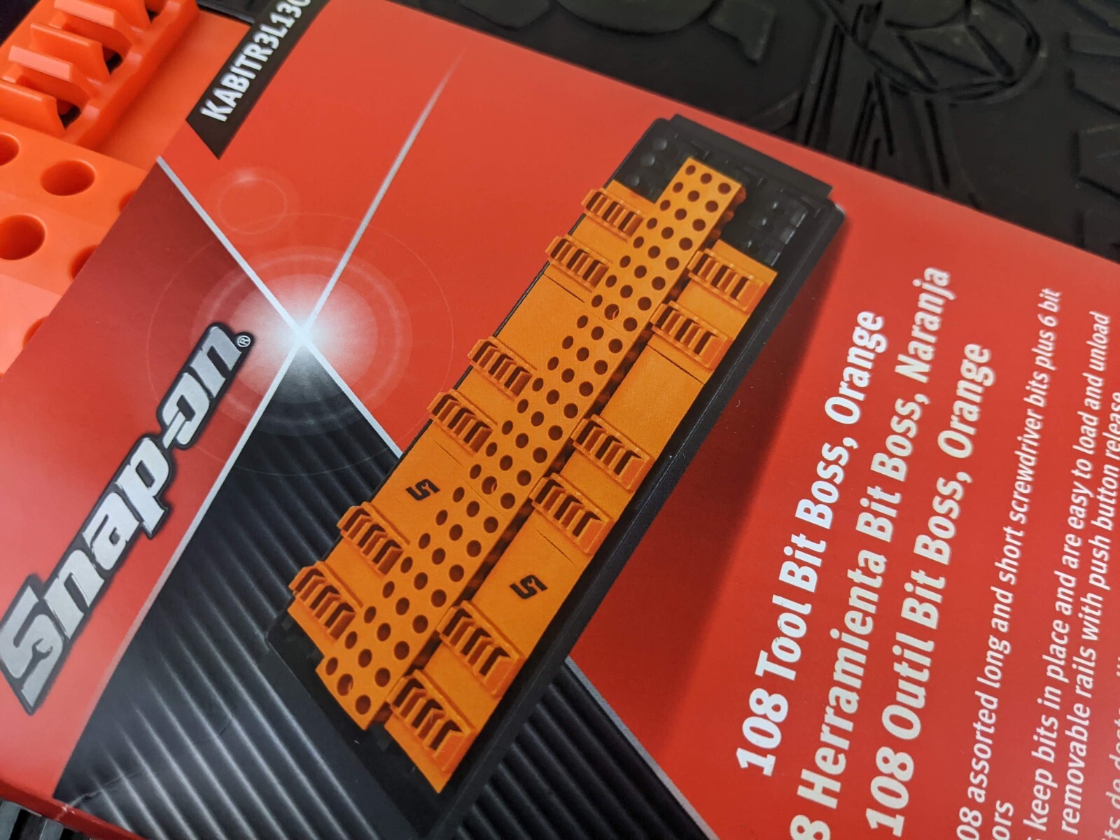 #at128 NEW Snap On 3 Row 108 Tool Bit Boss KABITR3L13OR In Orange