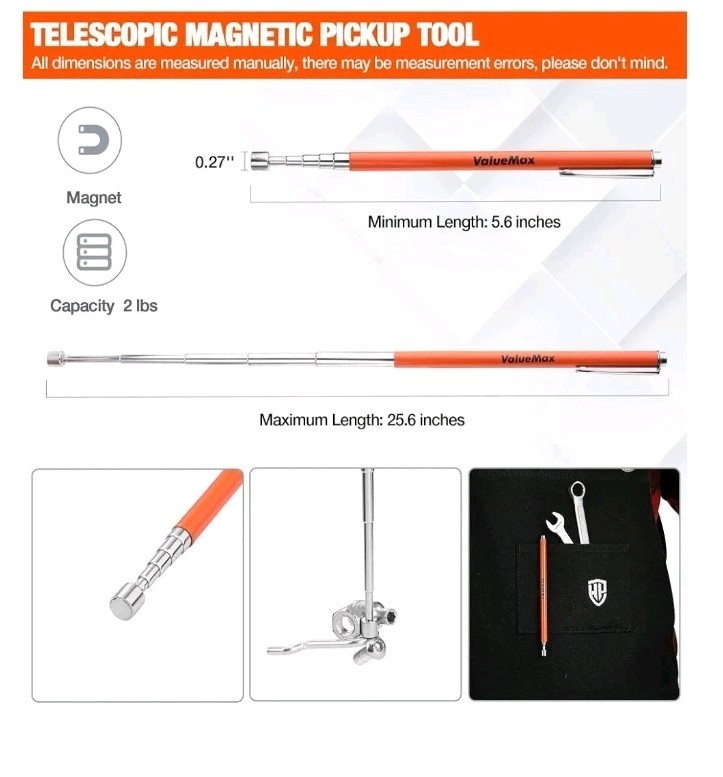 ValueMax 10-Piece Precision Hook and Pick Set with Scraper, Magnetic Telescoping