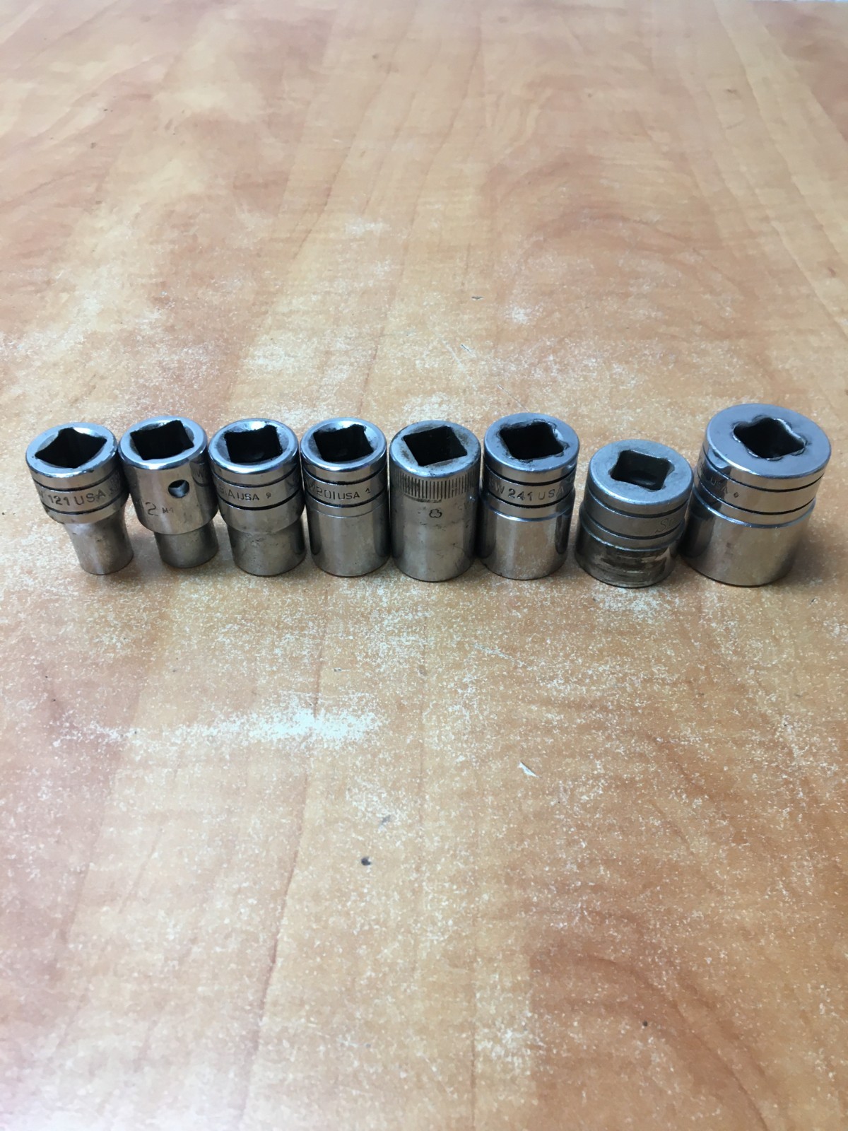 Snap On 1/2 Drive SAE Mix Shallow Set Of 8 TW-SW 3/8 to 15/16″ SW301 TW261