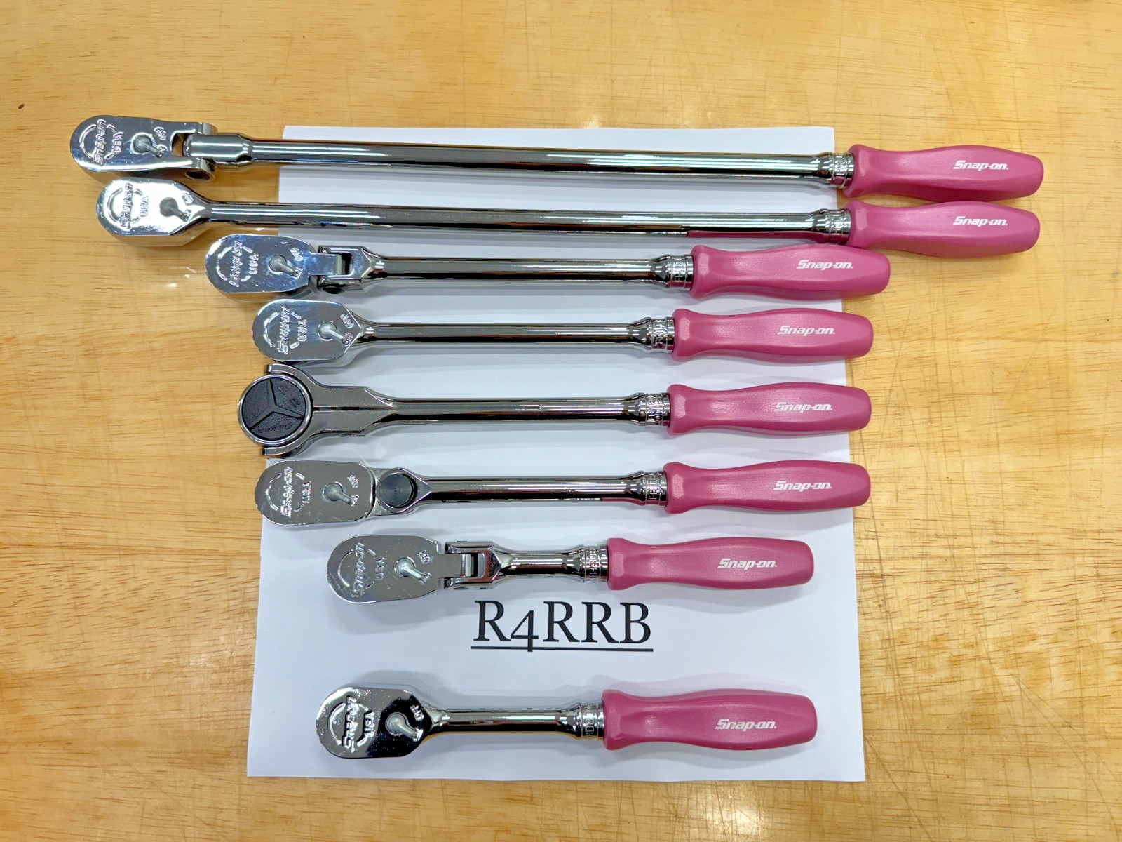 Snap-on Tools USA NOS 8pc PINK PEARL Hard Handle 3/8″ Fixed Flex Ratchet Lot Set