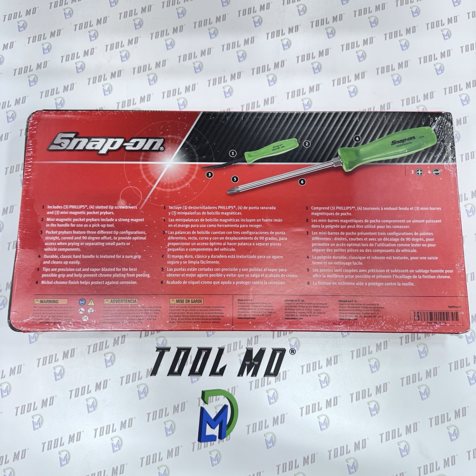 Snap-on Tools NEW GREEN 10pc Screwdriver & Magnet Pocket Prybar Set SDDDPBX100G