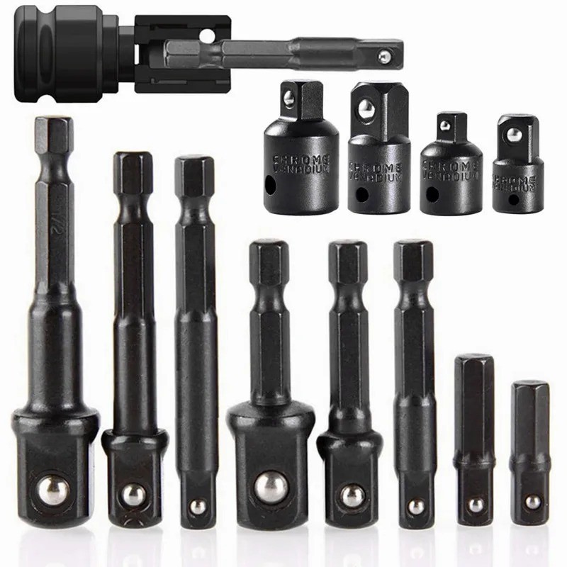 12pcs Impact Socket Adapter & Reducer Set Drill Extension Nut Driver Kit – NEW