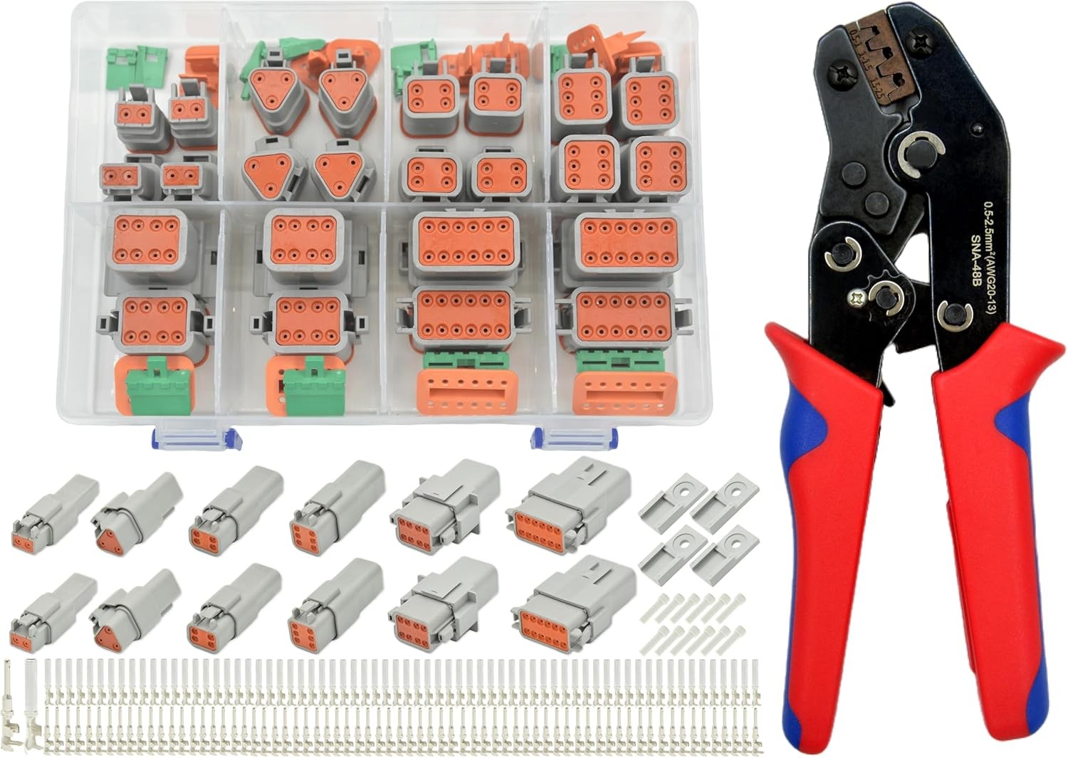 216 PCS DT Connector Kit with Ratcheting Wire Crimper for Deutsch Connector,…