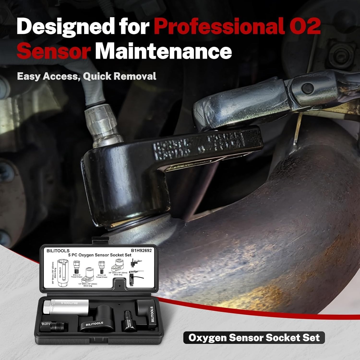 Versatile 5PCS O2 Sensor Set with Thread Chasers – Compatible with Most Vehicles