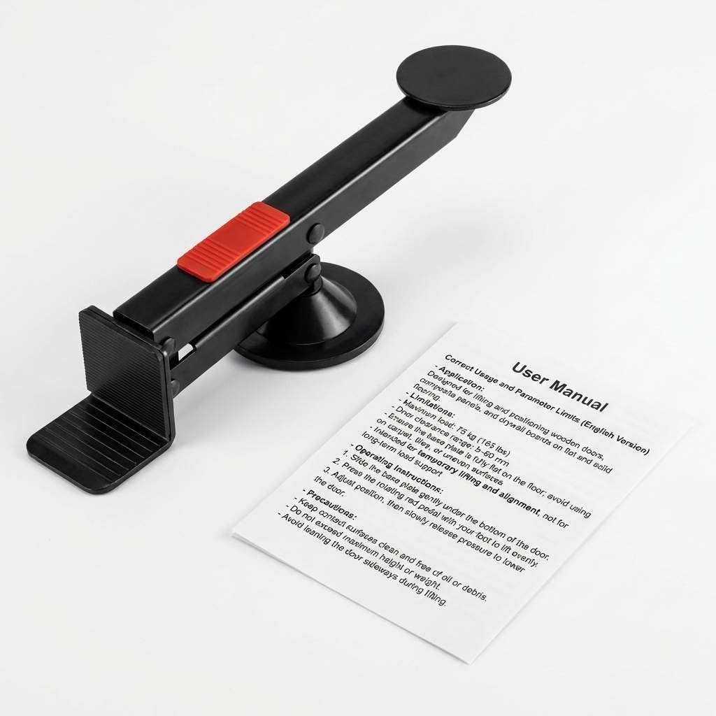 Durable Door Lifter Tool Black Metal Swivel Install Panel Carpenter Aid Strong