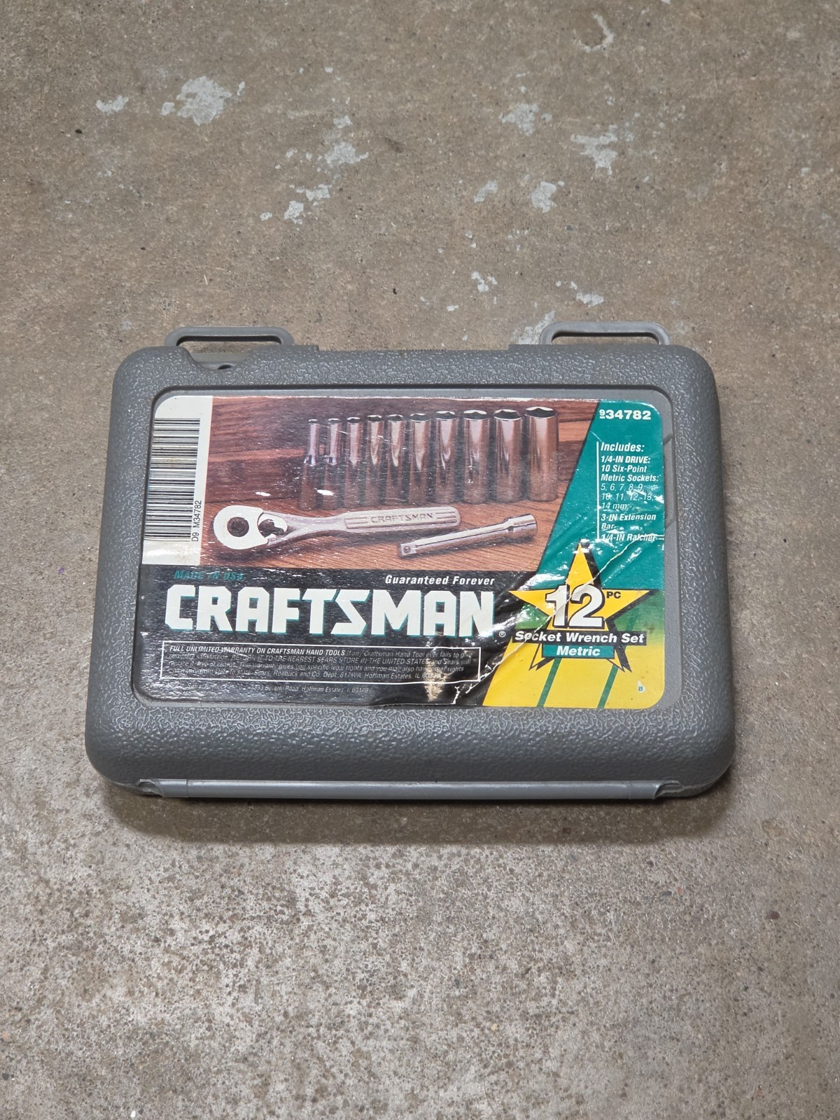 Craftsman 12pc Metric 1/4″ Dr. Deep Socket Ratchet Set 34782 USA Rare! Complete
