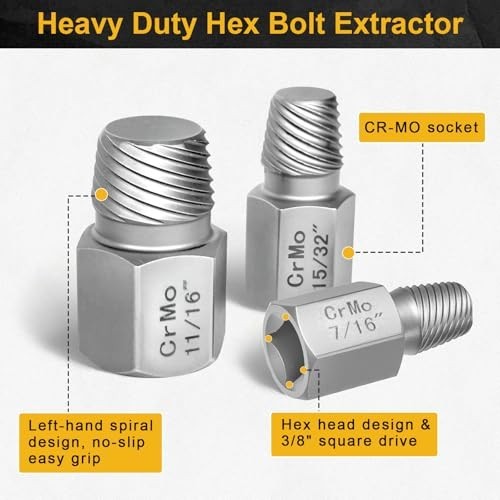27PCS Heavy Duty Screw Extractor Set, Easy Out Bolt Extractor Kit, CR-MO Steel,