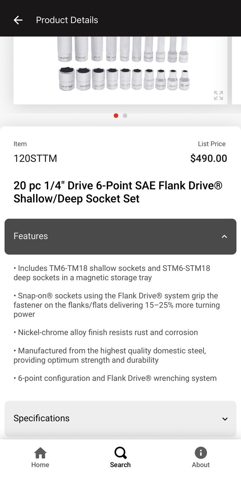 NEW 20 pc 1/4″ Drive 6-Point SAE Flank Drive® Shallow/Deep Socket Set 120STTM