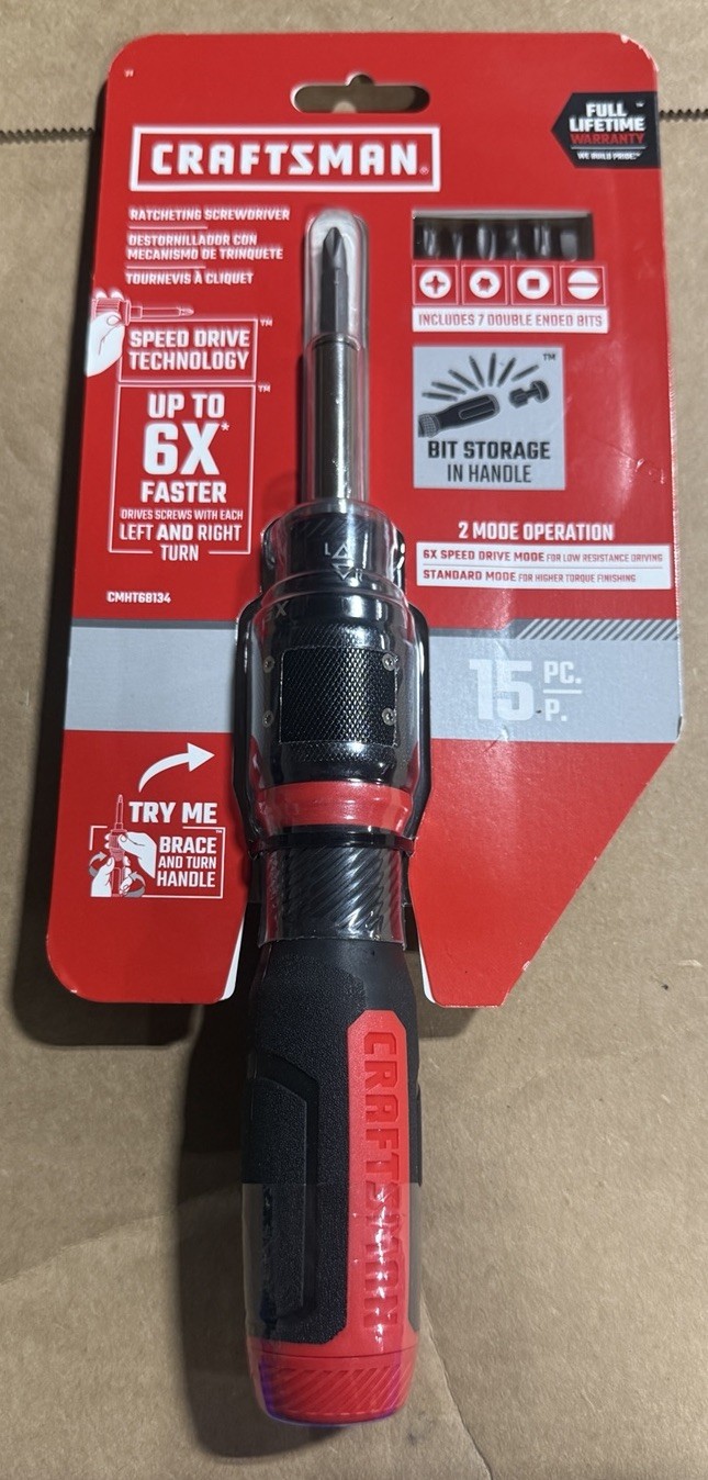 Craftsman 15pc Ratcheting Screwdriver w/ Speed Drive Set 6x Faster CMHT68134 NEW
