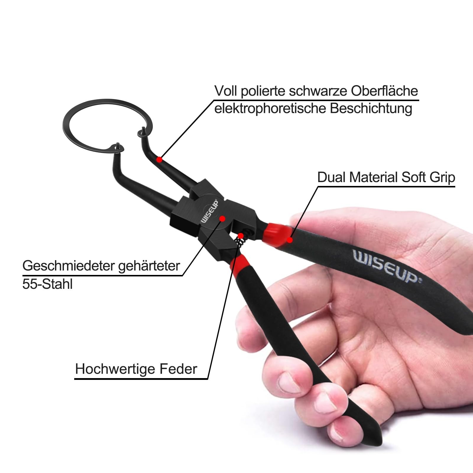 Heavy Duty Snap Ring Pliers Set – 4PCS 7″ Internal/External Circlip Kit, Straigh