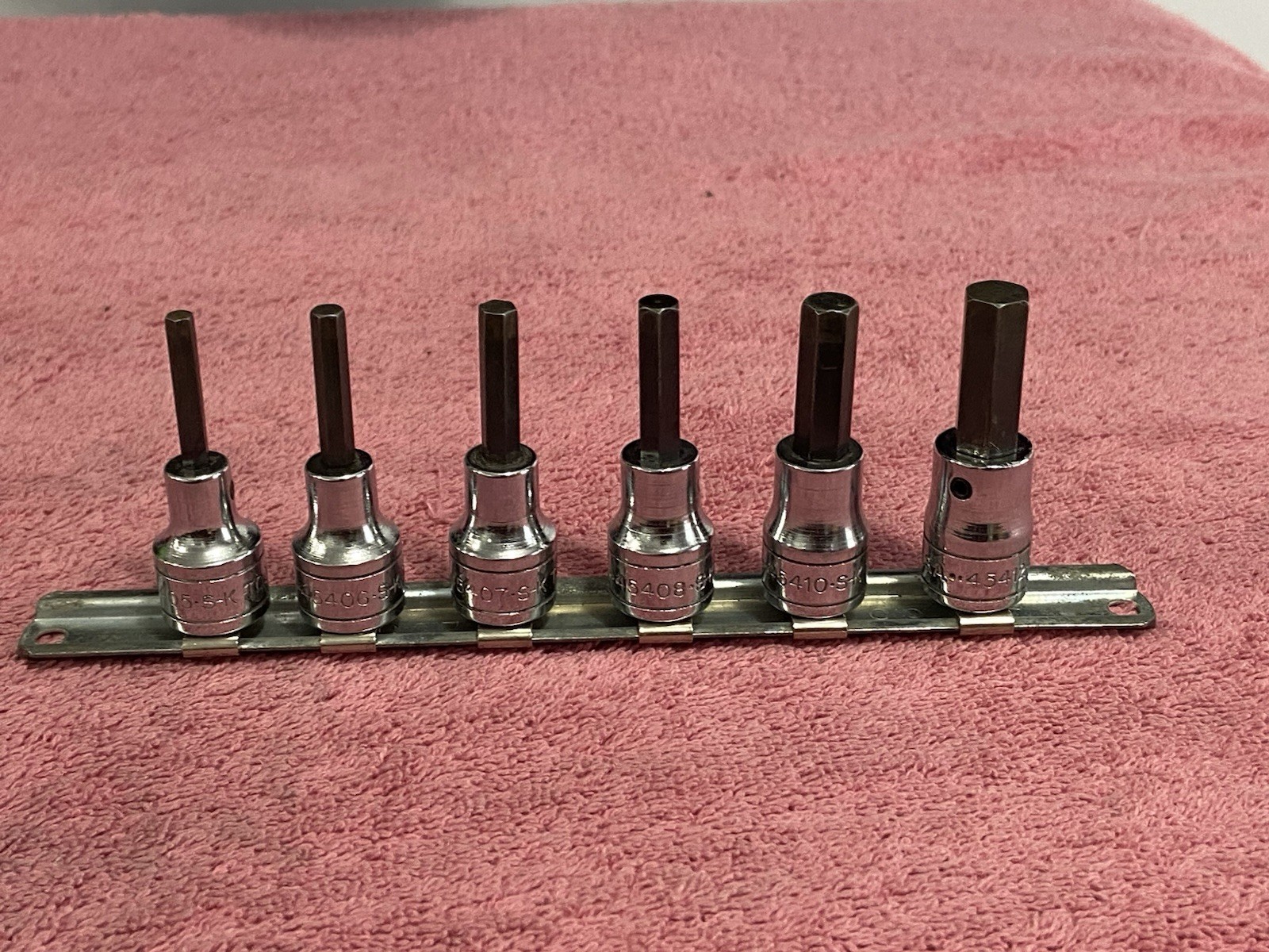 Set Of 6 SK 3/8 Inch Drive Inch Size Hex Bits- Made In USA