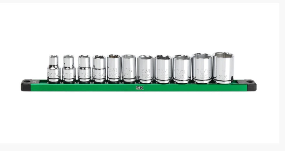 SK Professional Tools 1/2″ Drive 11 Piece SAE Socket Set With Rail New WARRANTY