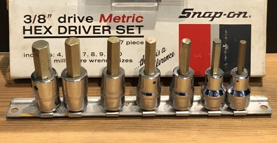 Snap-on 207FAMY 3/8″ Drive Hex Bit Socket Driver Set 7 pc Metric (mm) 4mm – 10mm