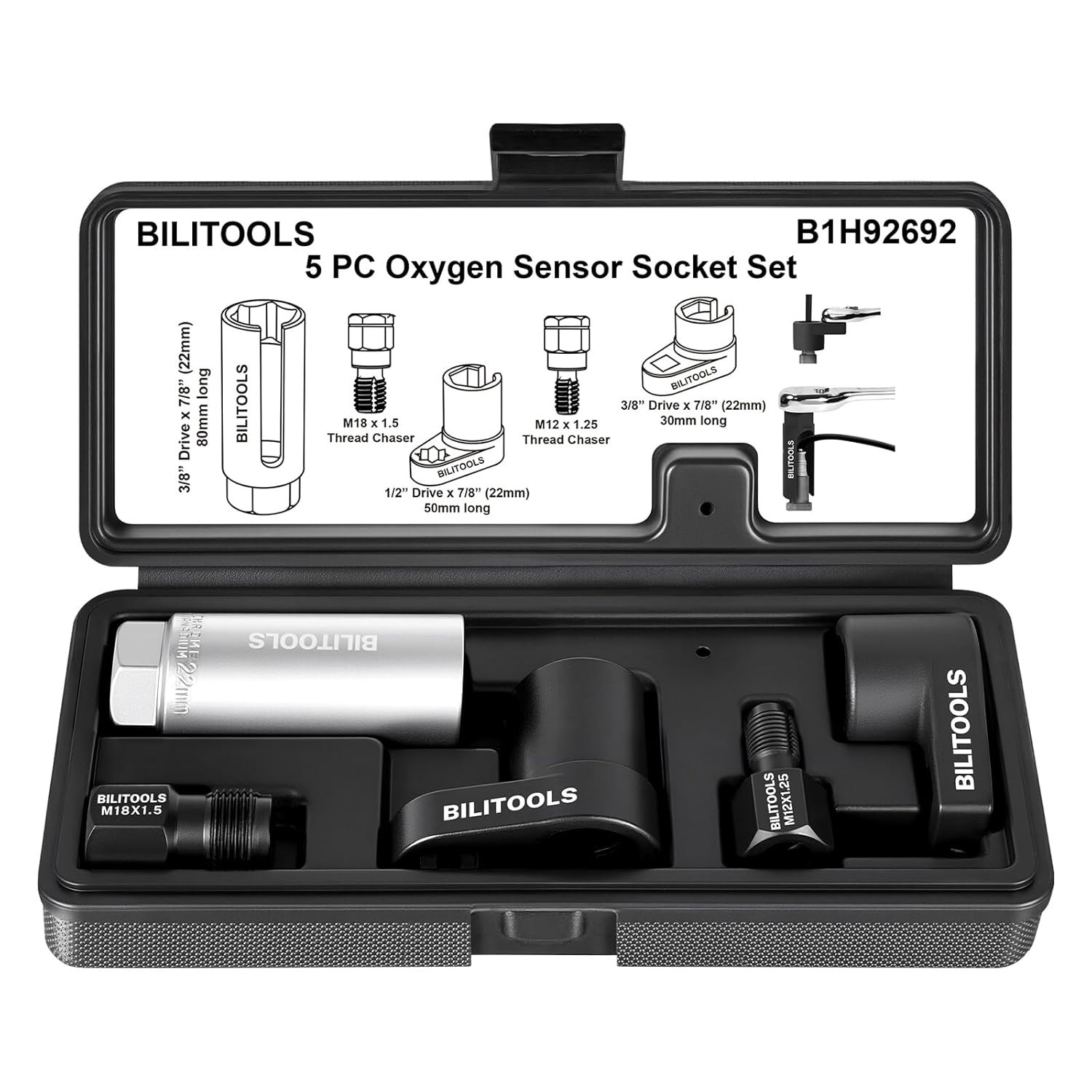 Versatile 5PCS O2 Sensor Set with Thread Chasers – Compatible with Most Vehicles