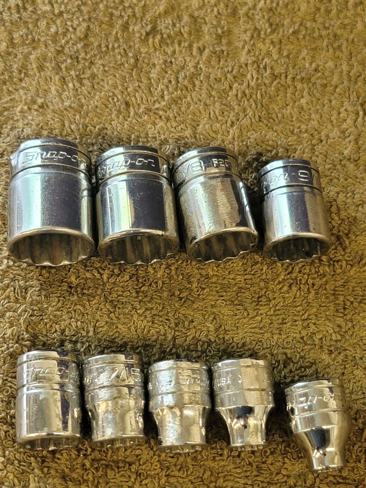 9 Snap-on F241 201 081 Sae Socket Set 3/8″ Drive 3/4 11/16 5/8 9/16 1/2 5/16 1/4