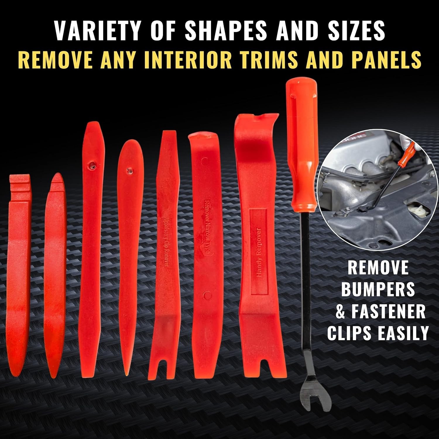 Auto Trim Removal Kit 8Pcs Plastic Pry Tools for Car Interior Panels Dash