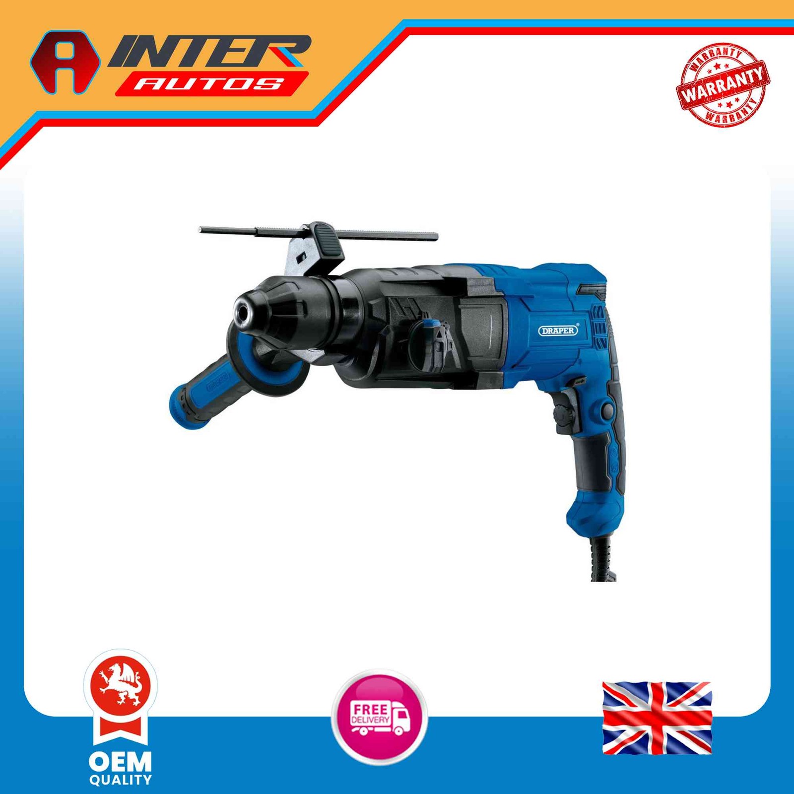 Draper 230V SDS+ Rotary Hammer Drill, 3.4kg, 1050W 56382
