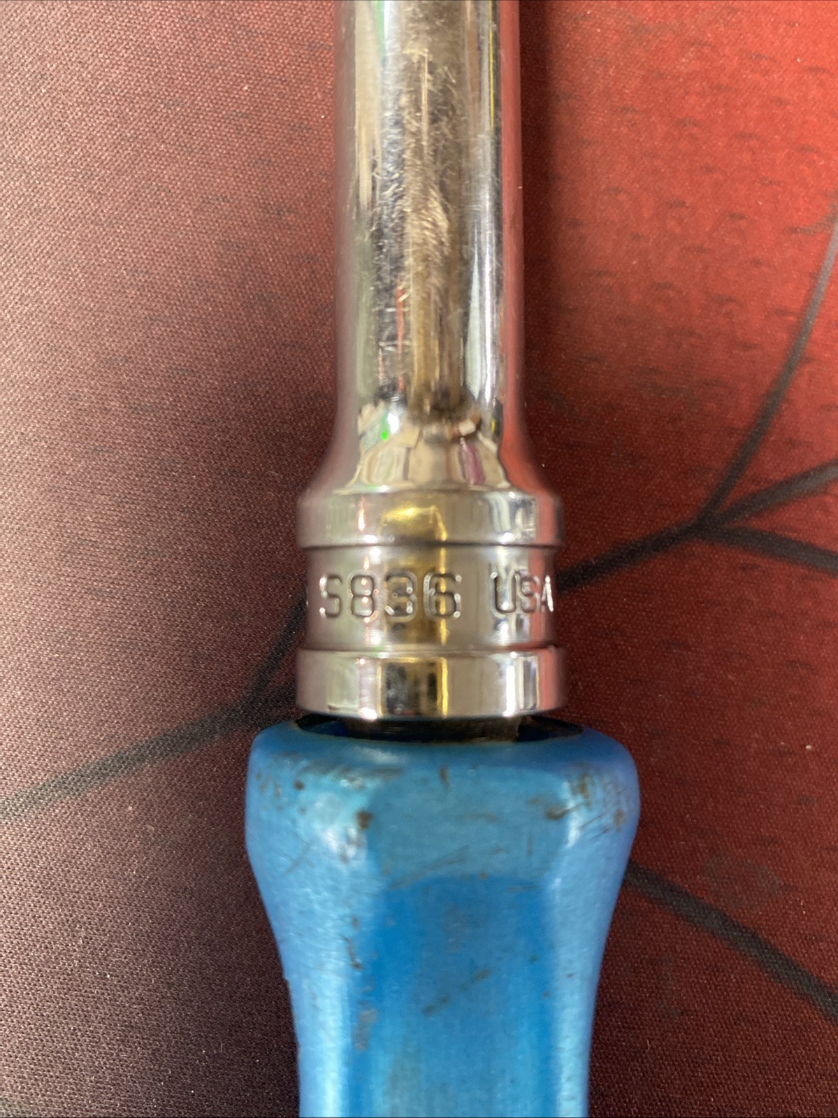🇺🇸 Snap-on Tools USA S836 1/2″ Drive Pearl Blue Hard Handle Ratchet 11 1/2”