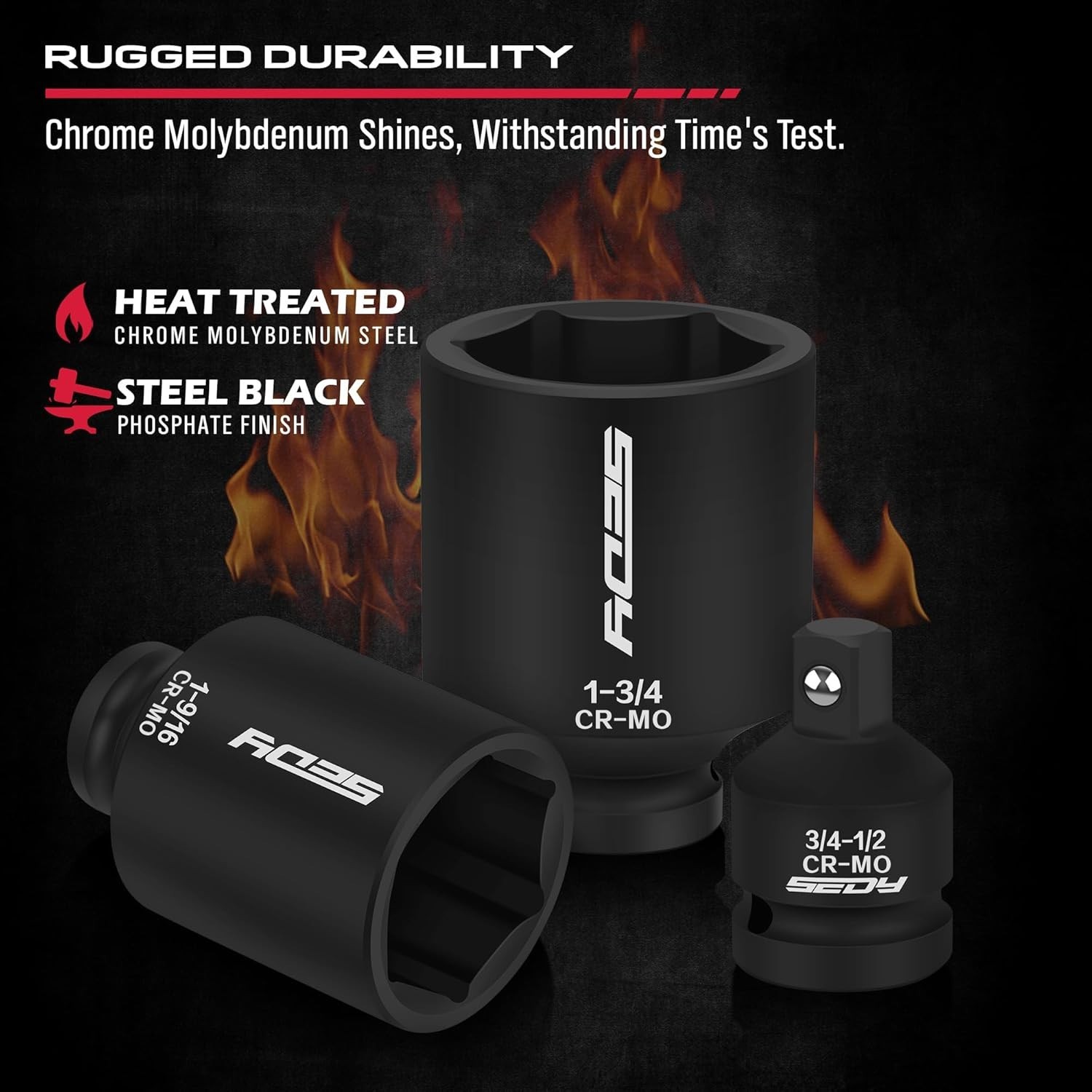 8-Piece 1/2″ Drive SAE Deep Impact Socket Set