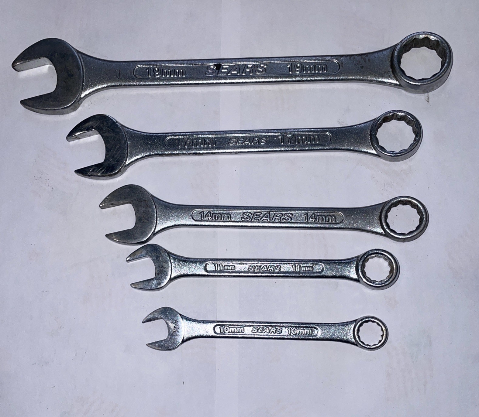 Sears 10 11 14 17 19 MM Combination Wrench Made In Taiwan