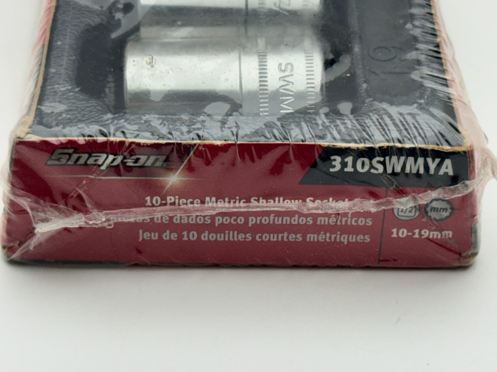 Snap-On NEW 310SWMYA 10-Pc 1/2″ Dr 12-Pt Metric Flank Drive Shallow Socket Set