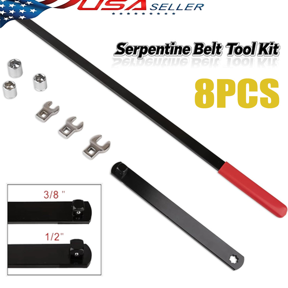 Serpentine Belt Tool Kit,Universal 3/8″ 1/2″ Drive Serpentine Belt Adjust Tighte