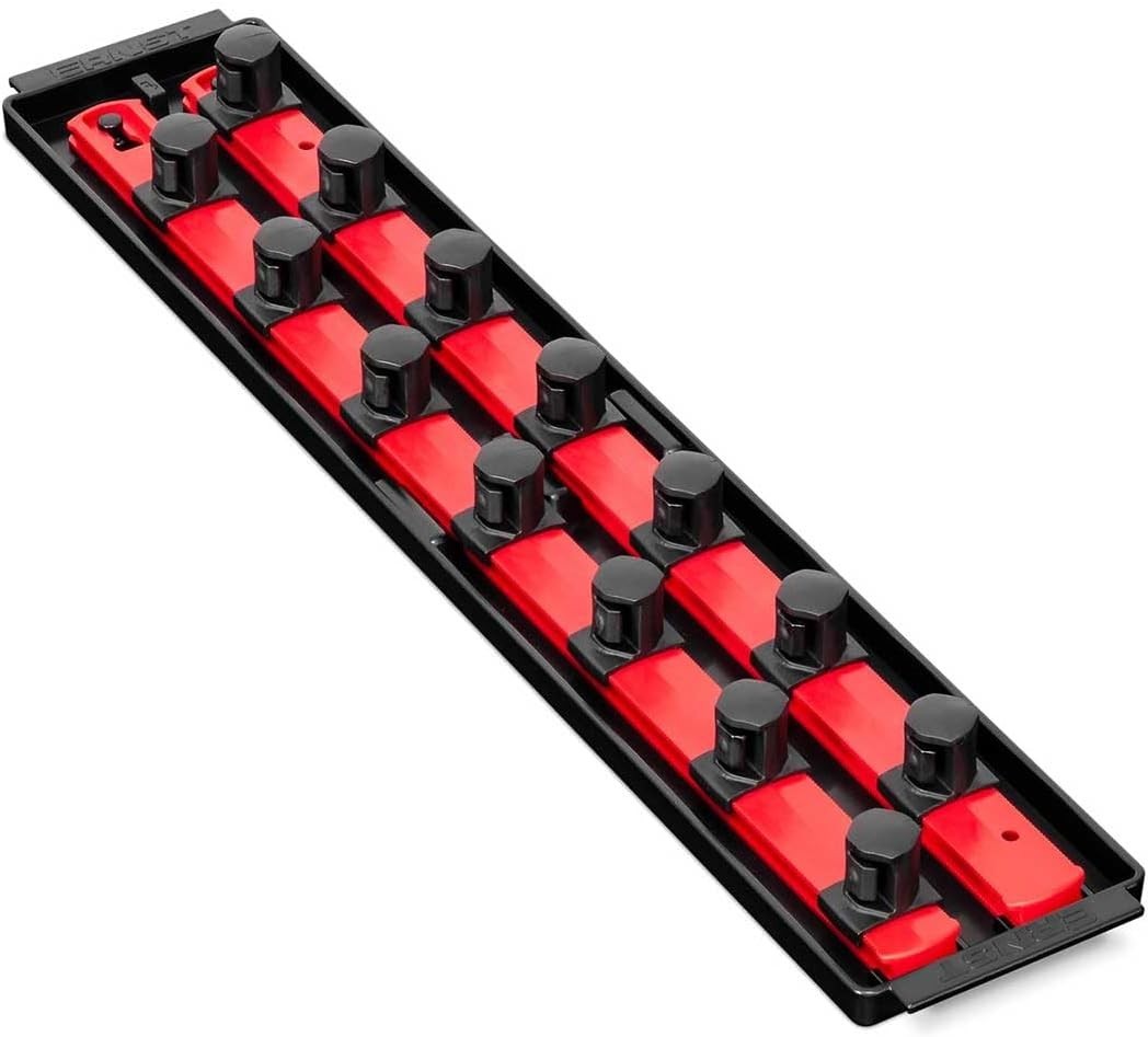 Socket Boss, 2-Rail 3/4-Inch-Drive Socket Organizer, 19-Inch, Red – Made in the