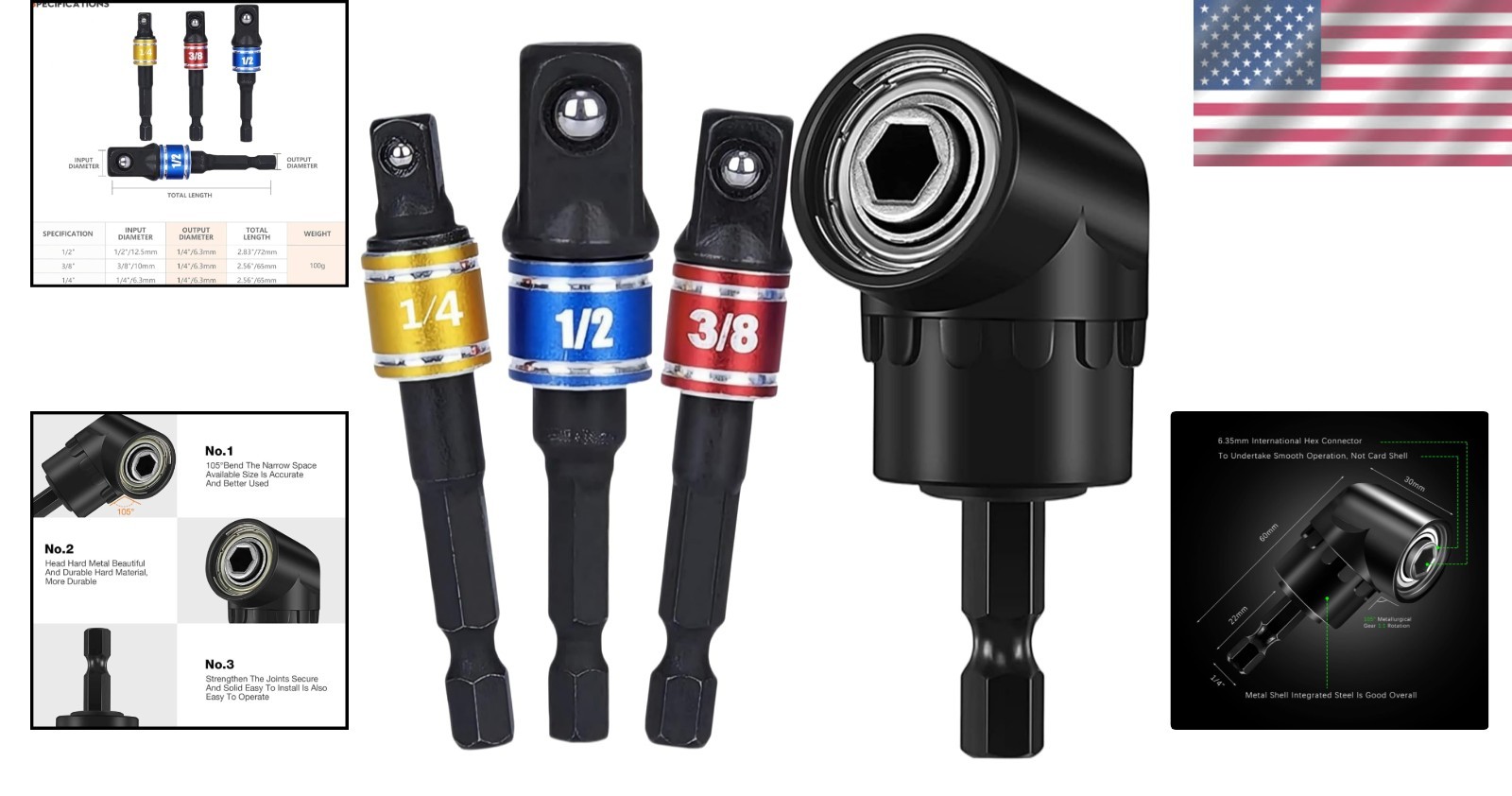 Hex Shank Driver Drill Bit Set + Right Angle Screwdriver Set