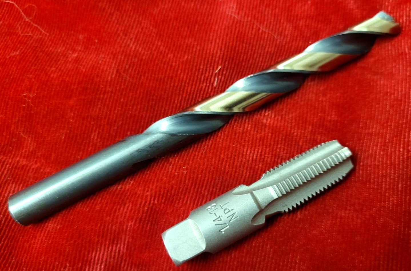 1/4-18 NPT Taper Pipe Tap W/ 7/16″ Drill Bit For Cutting Irwin 1903 ZR Combo