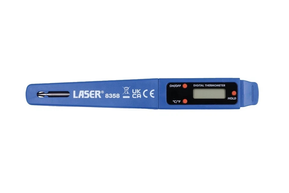 Laser 8358 Compact Digital Thermometer Stainless Steel Probe Air Con Pocket size